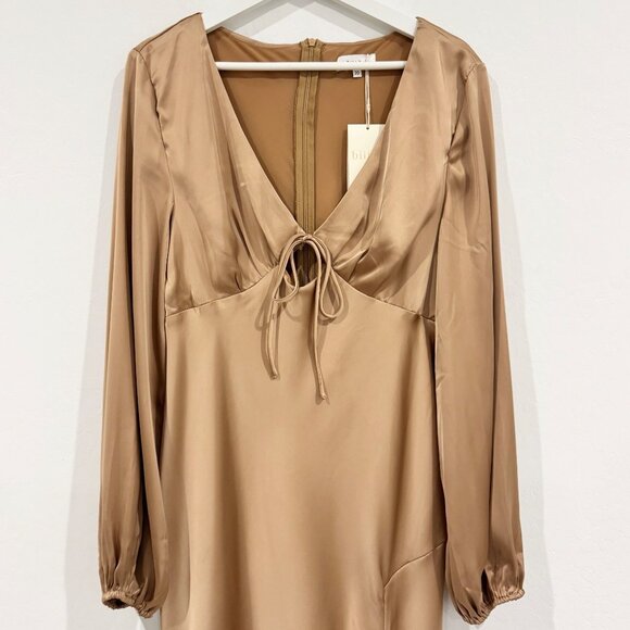 NWT‎ Billy J Brigitte Brown Satin Maxi Dress Plus Size 20 - Picture 5 of 11